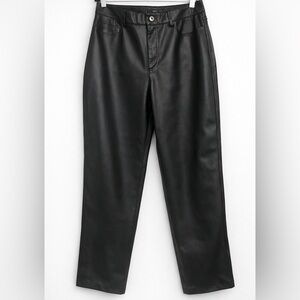 MNG Mango Black Faux Leather Pants Size 6 Straight Leg Mid Rise